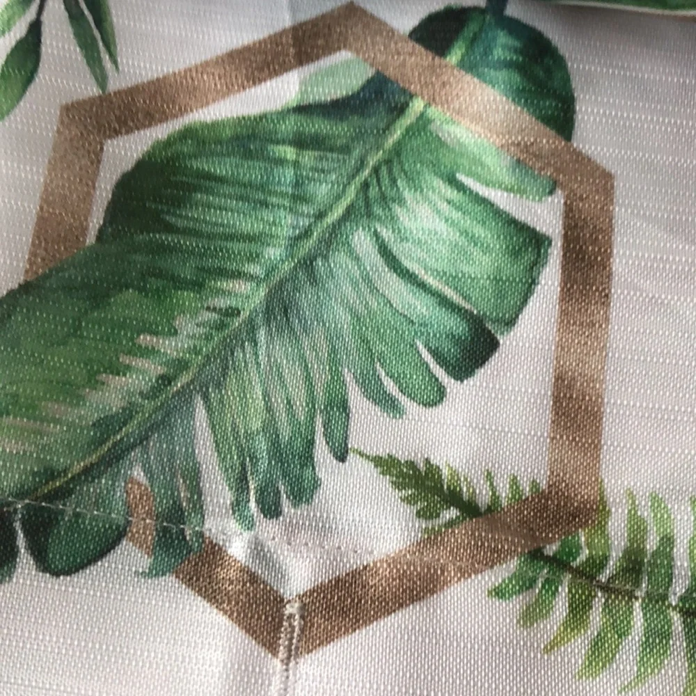 Tropical Palm Leaves Water Resistant Fabric Shower Curtain